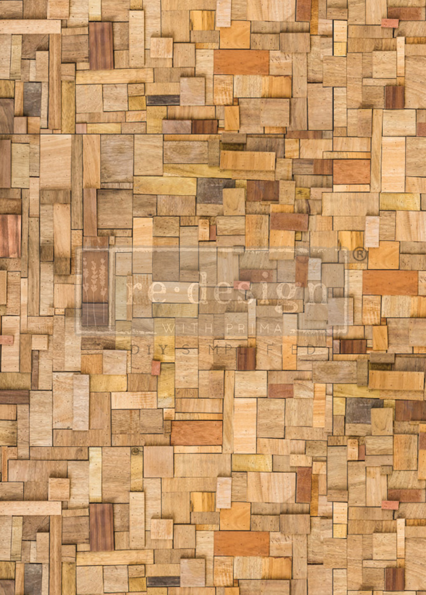 A1 Decoupage kuitupaperi Wood Cubism - 60 x 85 cm